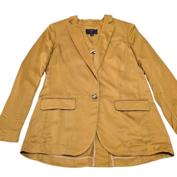 J Crew Womens Brown Alfie Blazer Jacket One Button Front Long Sleeve Size 2